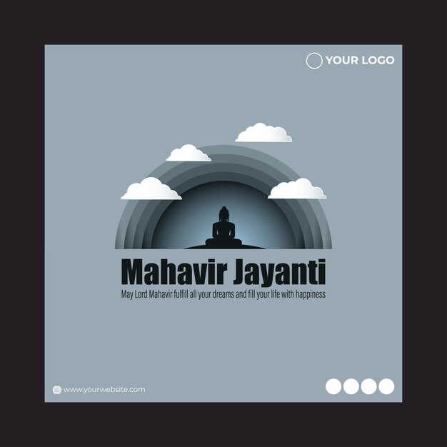 Vector vector illustration of happy mahavir jayanti social media story feed mockup template