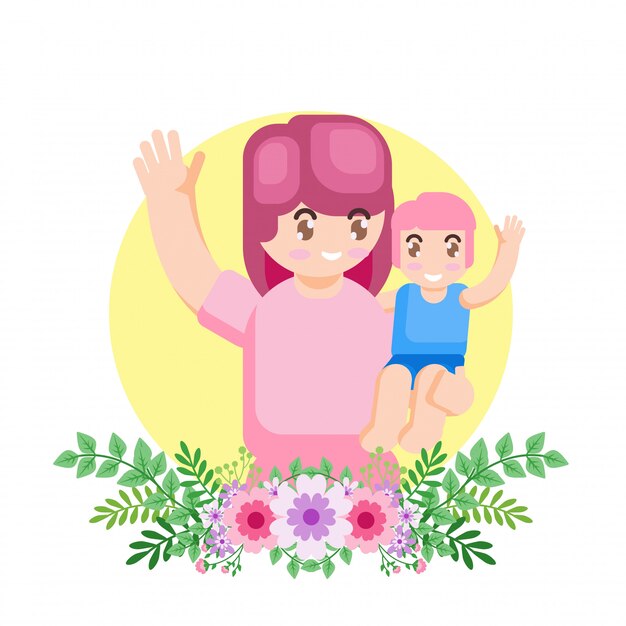 VECTOR ILLUSTRATION HAPPY MOTHER DAY PARENT