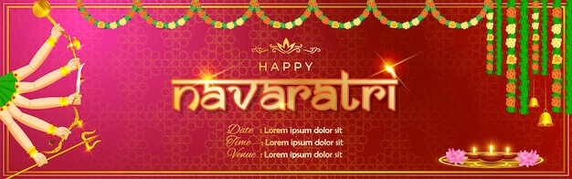 Vector illustration of Happy Navaratri wishes banner