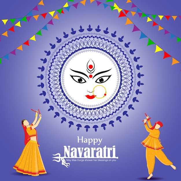 Vector illustration of Happy Navratri social media feed template