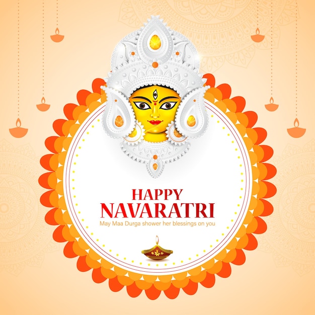 Vector illustration of Happy Navratri wishes greeting card