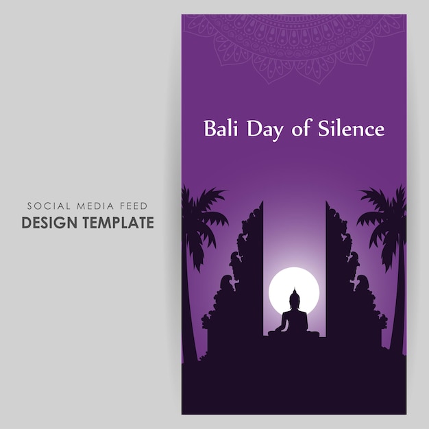 Vector illustration of Happy Nyepi Day social media feed template