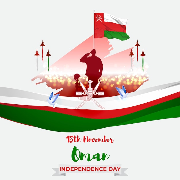 Vector illustration of happy Oman independence day