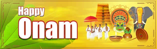 Vector illustration for Happy Onam greeting