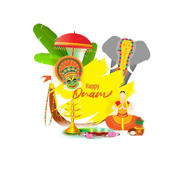 Vector illustration for Happy Onam greeting