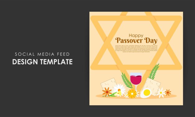 Vector vector illustration of happy passover social media feed template