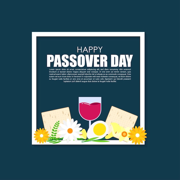 Vector illustration of Happy Passover social media feed template