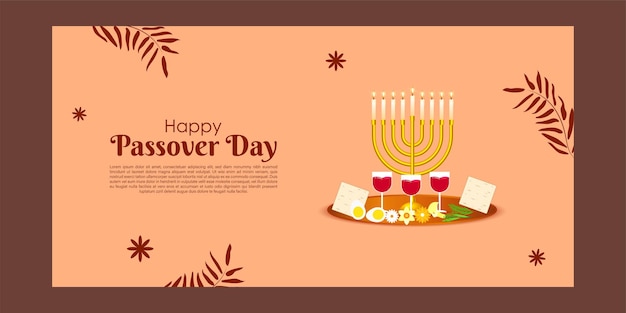 Vector illustration of Happy Passover social media feed template