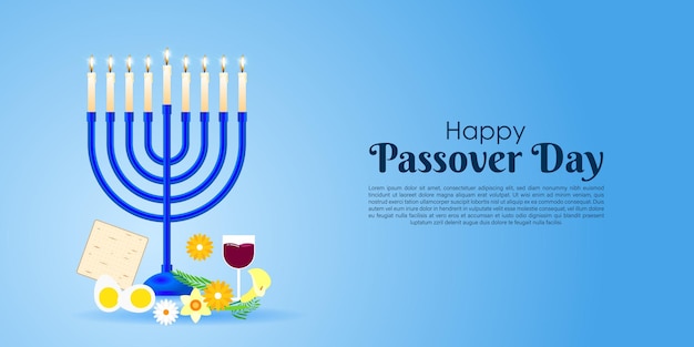 Vector illustration of Happy Passover social media feed template