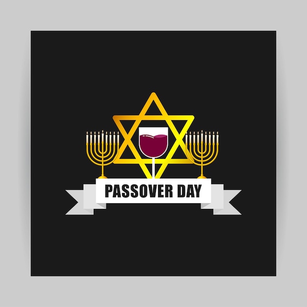 Vector illustration of Happy Passover social media feed template