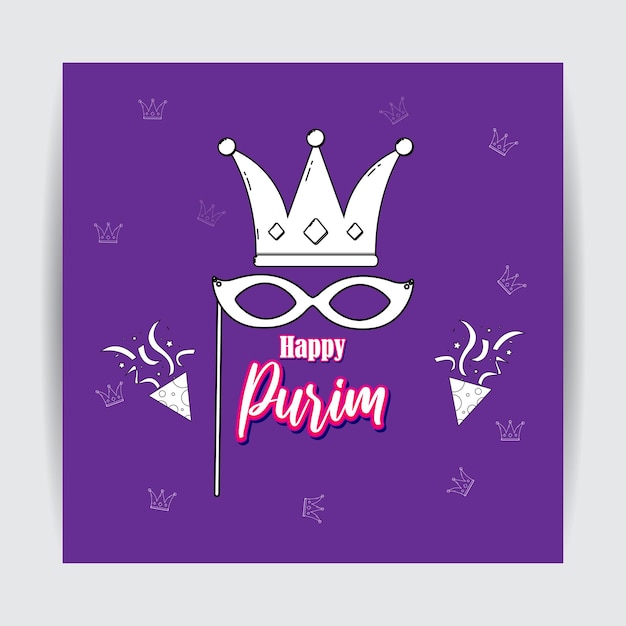 Vector illustration of Happy Purim festival greeting