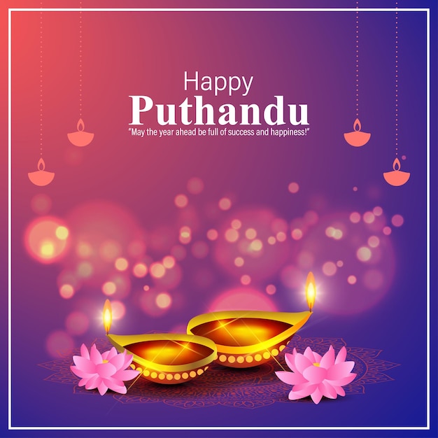 Vector illustration of Happy Puthandu wishes greeting banner