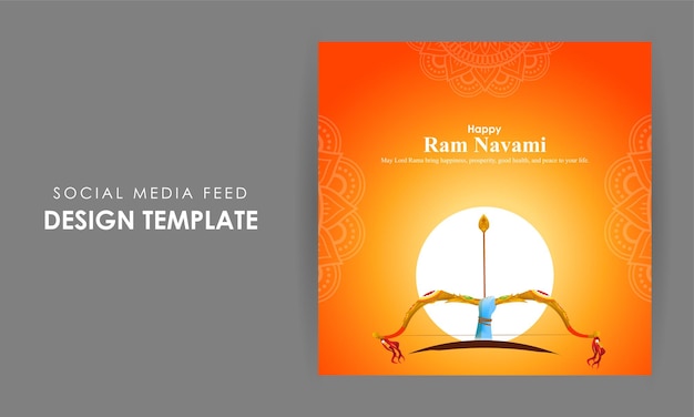 Vector illustration of Happy Rama Navami social media story feed mockup template