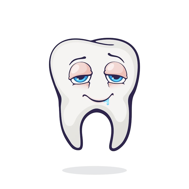 Vector illustration. Happy smiling healthy adult human tooth with eyes