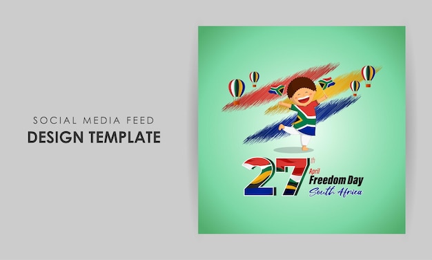 Vector illustration of Happy South Africa Freedom Day social media story feed mockup template