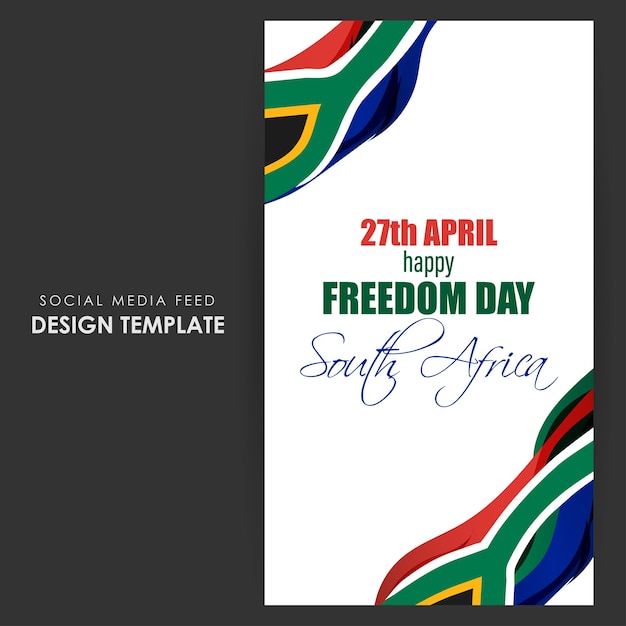 Vector illustration of Happy South Africa Freedom Day social media story feed mockup template