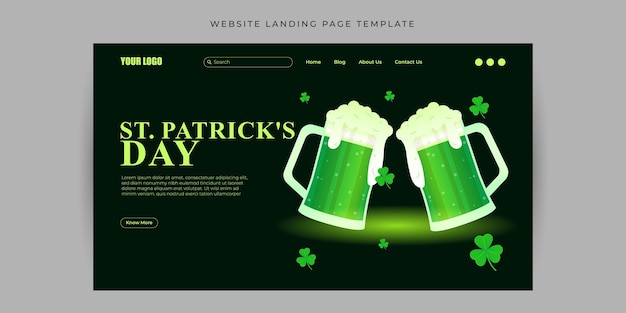 Vector illustration of Happy St Patrick's Day Website landing page banner mockup Template