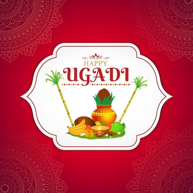 Vector illustration of Happy Ugadi social media feed template