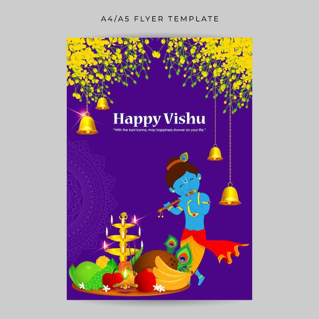 Vector illustration of Happy Vishu social media story feed mockup template