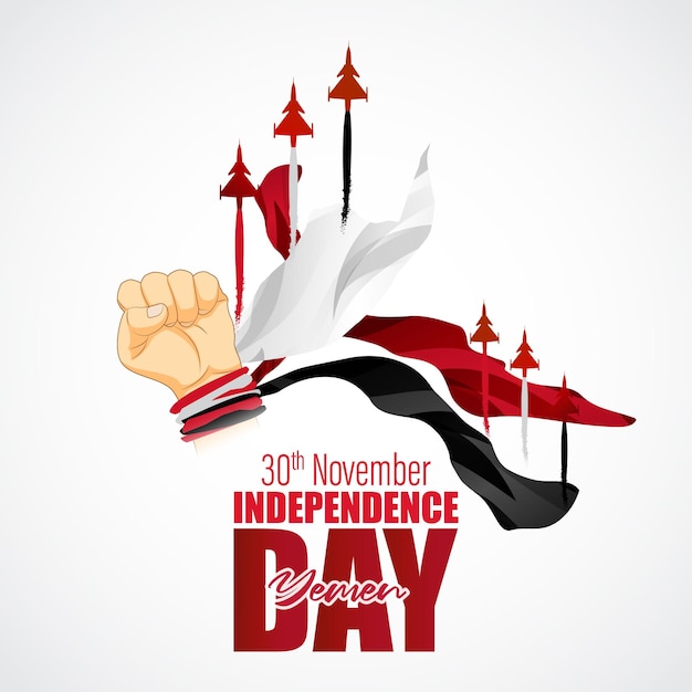 Vector illustration of Happy Yemen Independence Day patriotic banner