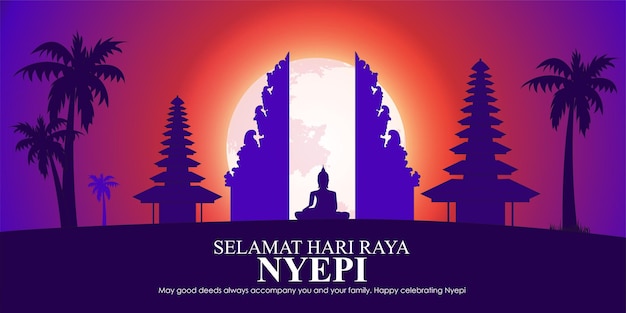 Vector illustration of Hari Raya Nyepi banner