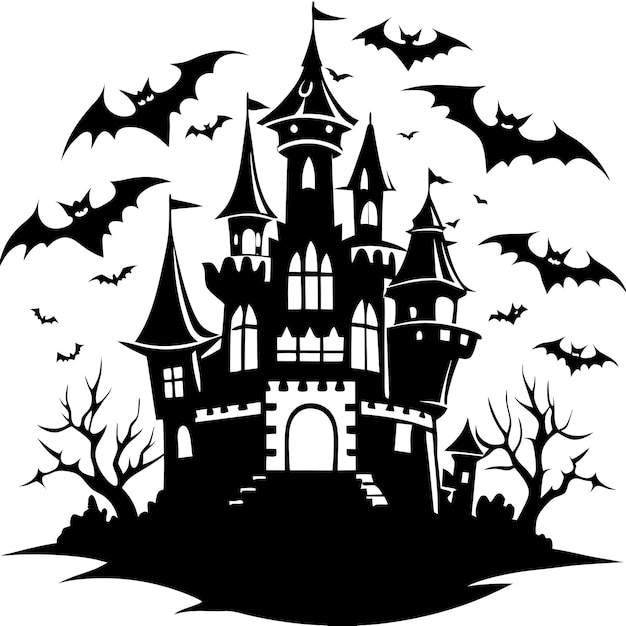 Vector Illustration of a Haunted Castle with Dark Atmosphere