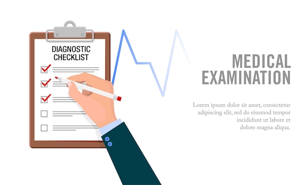 Vector vector illustration of health checklist inspection illustration of medical check up