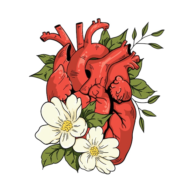 Vector illustration heart and flowers