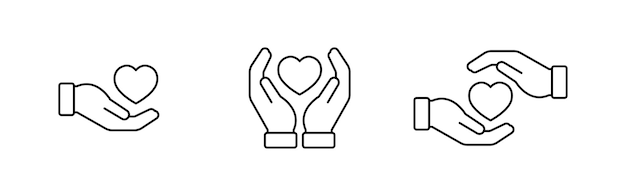 Vector illustration of Heart in hand icon isolated