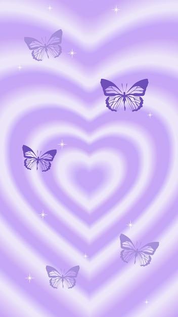 Vector vector illustration of hearts abstract background with repeating gradient hearts and butterflies