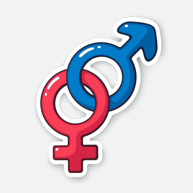 Vector illustration Heterosexual gender symbol Gender pictogram Cartoon sticker