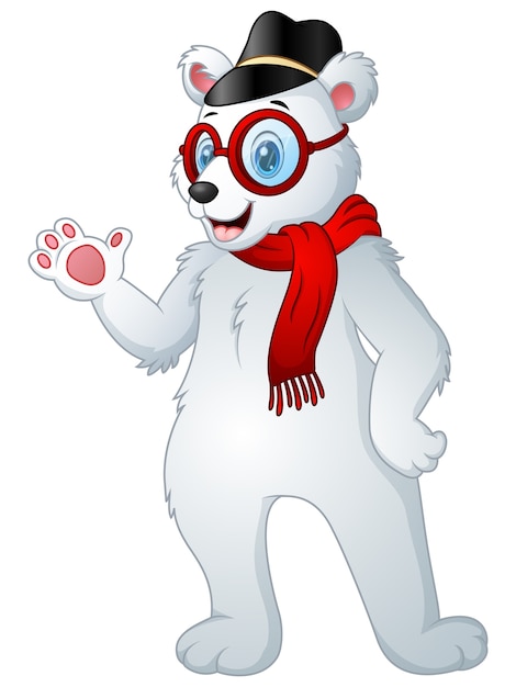 Vector illustration of Hipster polar bear in scarf 