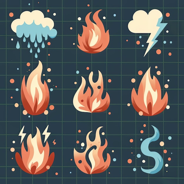 vector illustration hires with eps for effect natural fire and ice