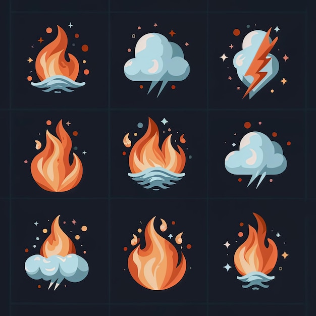 vector illustration hires with eps for effect natural fire and ice