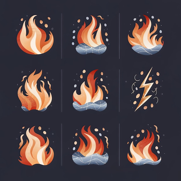 vector illustration hires with eps for effect natural fire and ice