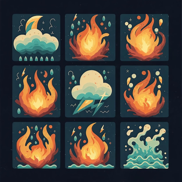 vector illustration hires with eps for effect natural fire and ice