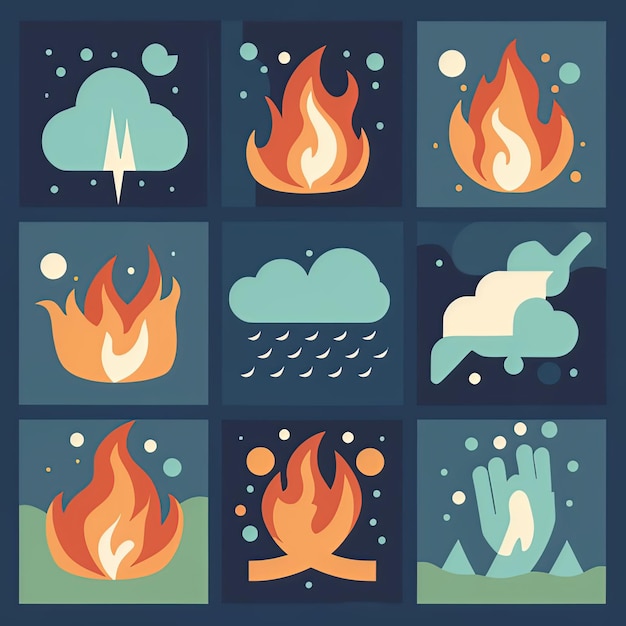 vector illustration hires with eps for effect natural fire and ice