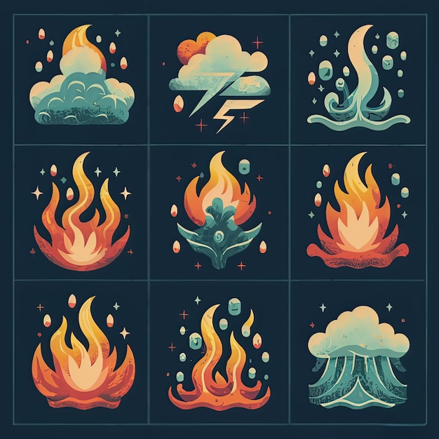 vector illustration hires with eps for effect natural fire and ice