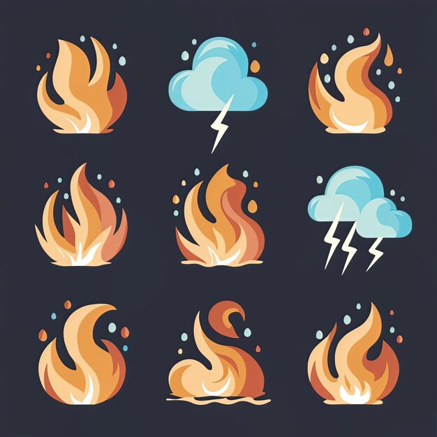 vector illustration hires with eps for effect natural fire and ice