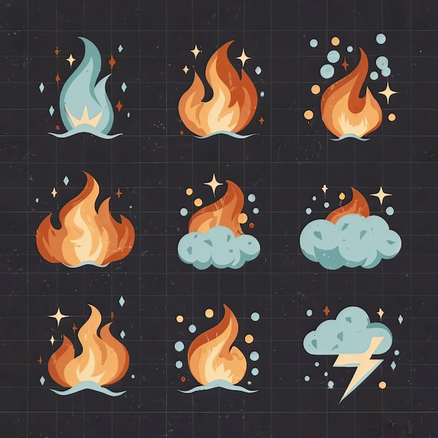 vector illustration hires with eps for effect natural fire and ice