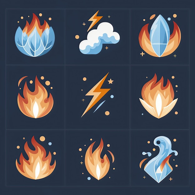 vector illustration hires with eps for effect natural fire and ice