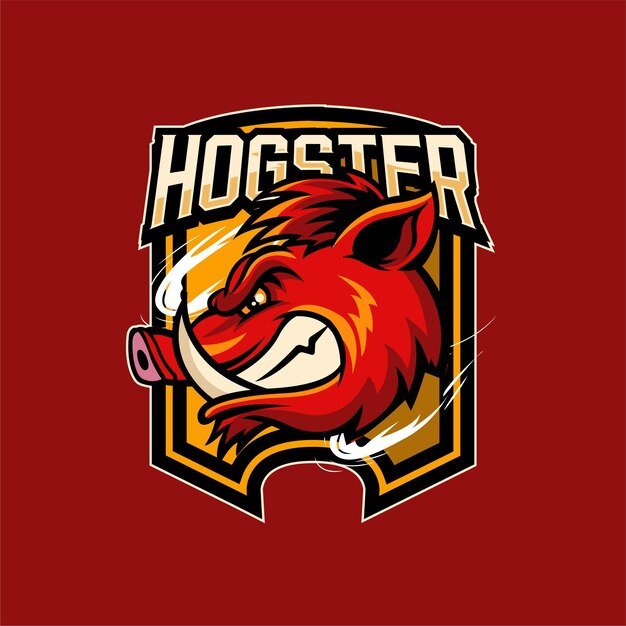 Vector Illustration Hog Head in side view with HOGSTER text Esport logo