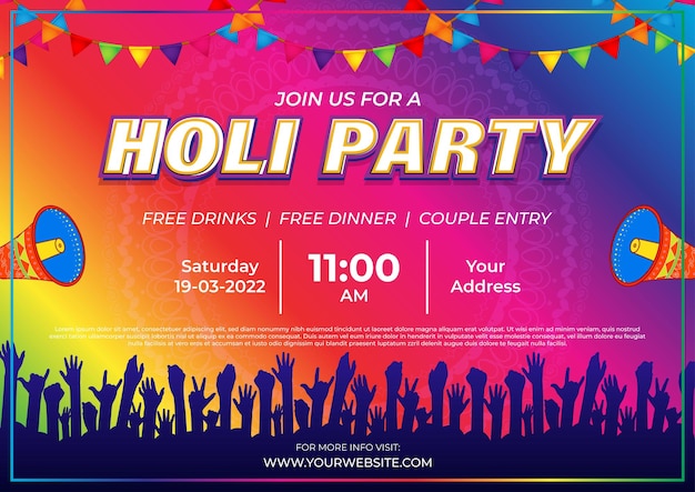 Vector vector illustration of holi party invitation template