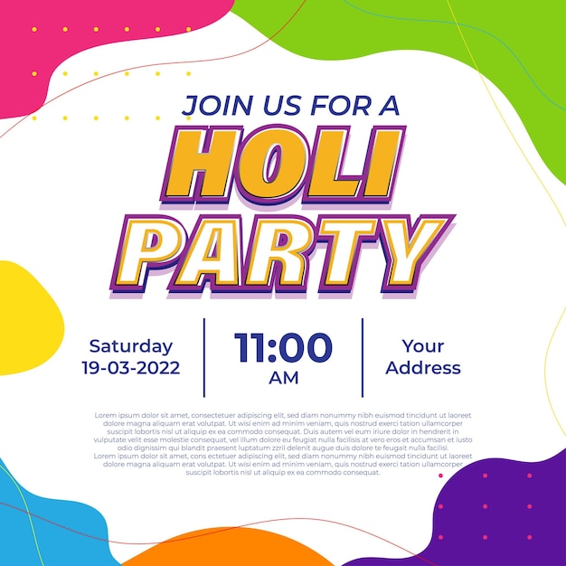 Vector illustration of Holi Party Invitation Template