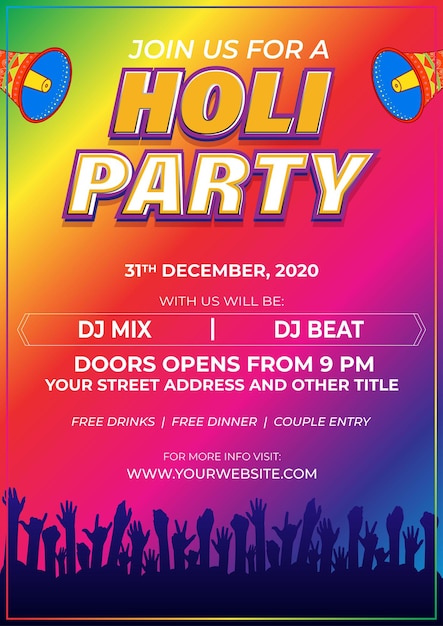 Vector illustration of Holi Party Invitation Template