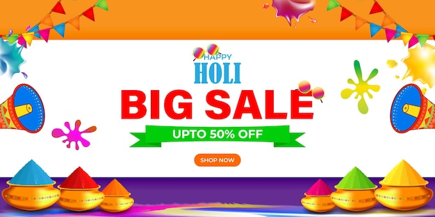 Vector illustration of Holi Sale Banner template