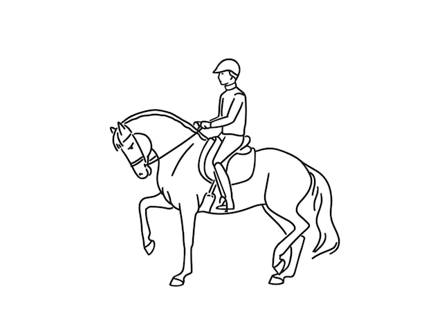 Vector illustration of horses sport dressage athlete riding horse