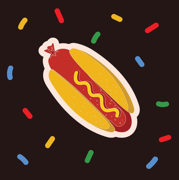 Vector illustration of a hot dog in retro style