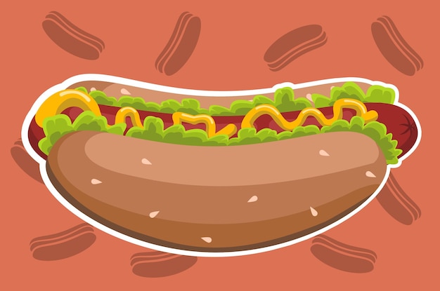 vector illustration hotdog with sausage is delicious and appetizing