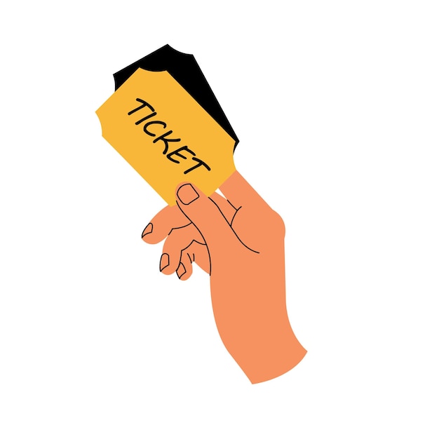 Vector illustration human hand holding tickets isolated on a white background